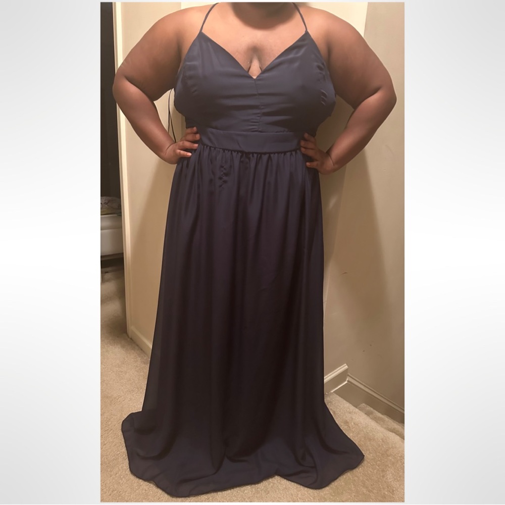 NWT Windsor Plus Navy Blue Chiffon Beauty Maxi Dress